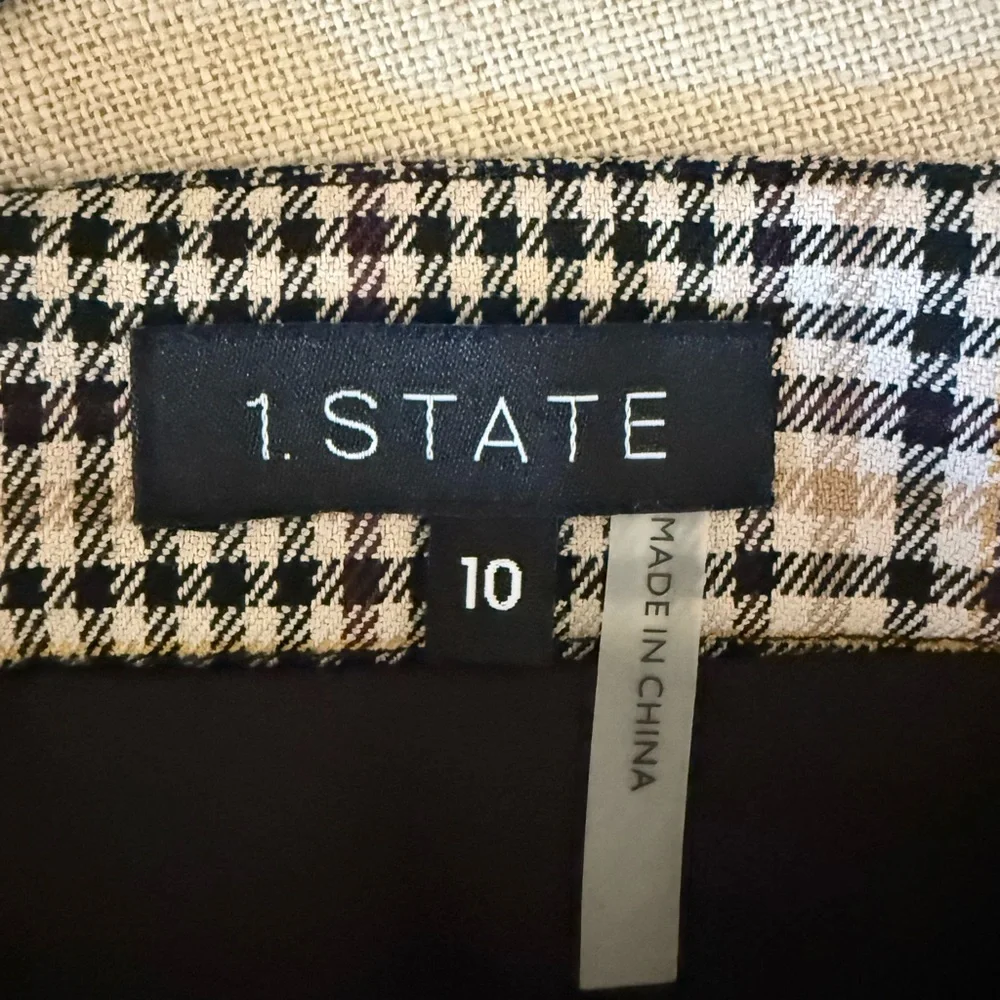 1. State Black and Cream Checkered Pencil Skirt